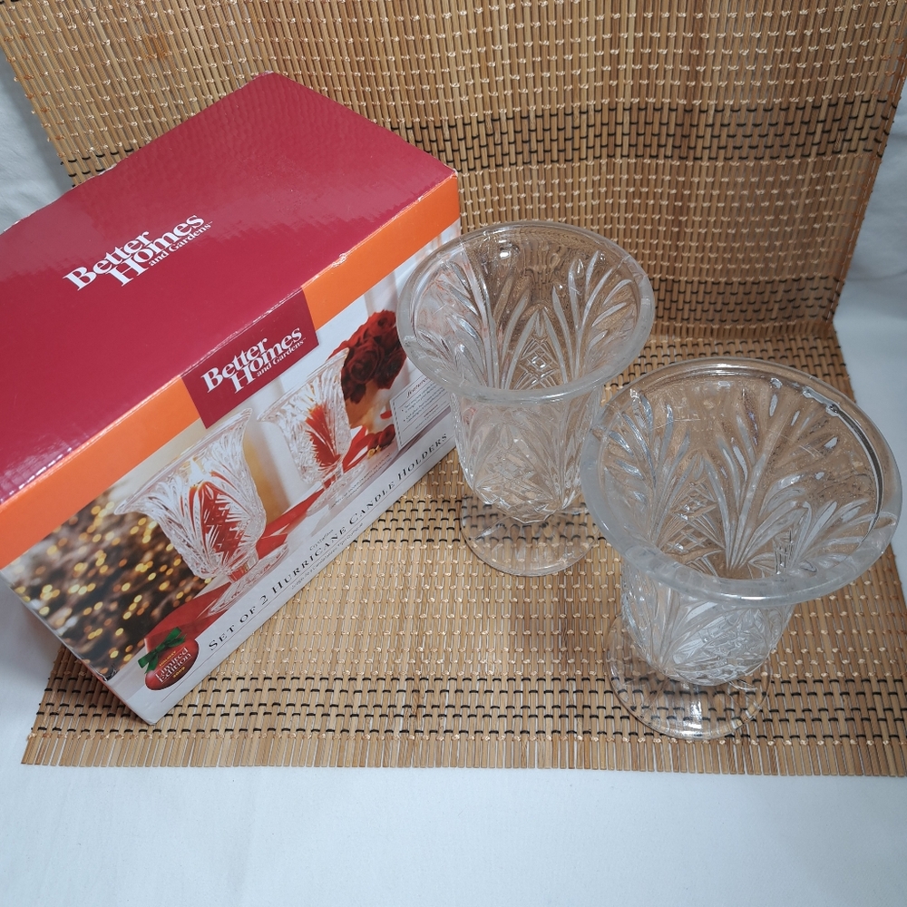 Better Homes and Gardens Crystalline Set of 2 Hurricane Cadle‎ Holders